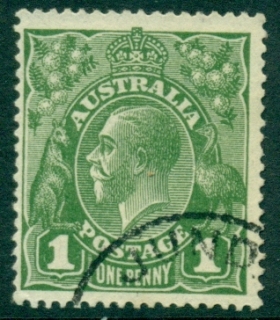 Australia-KGV-Head-1d-Green-Single-Wmk-FU-lot21826