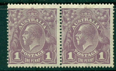 Australia-KGV-Head-1d-Violet-Pair-Single-Wmk-MLH-MUH-lot24938