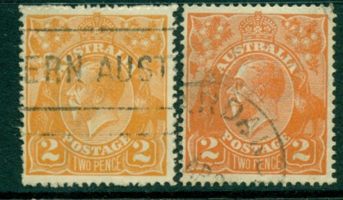 Australia-KGV-Head-2d-Orange-2x-Shades-Single-Wmk-FU-lot24933