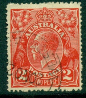 Australia-KGV-Head-2d-Red-Single-Wmk-FU-lot24950