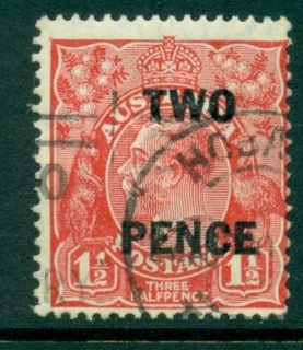 Australia-KGV-Head-2d-on-1½d-Red-Small-Multi-Wmk-Ot-Perf-135x12-jpg-5-Perfin-T