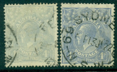 Australia-KGV-Head-4d-Blue-2x-Shades-Single-Wmk-MLH-lot24951