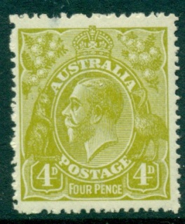 Australia-KGV-Head-4d-Olive-Single-Wmk-MLH-lot24958