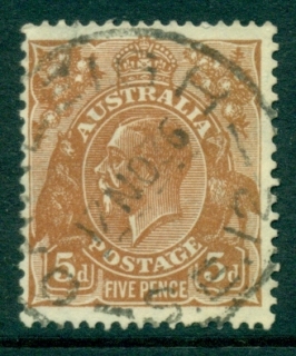 Australia-KGV-Head-5d-Brown-CofA-Wmk-FU-lot21751