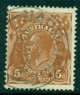 Australia-KGV-Head-5d-Brown-CofA-Wmk-FU-lot21756