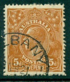 Australia-KGV-Head-5d-Chestnut-Single-Wmk-FU-Lot24904