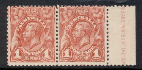 Australia-1913-14-KGV-Engraved-part-imprint-pr-MUH