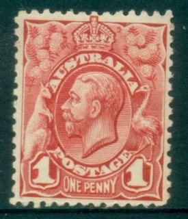 Australia-1913-14-KGV-Head-Engraved-1d-carmine-MLH