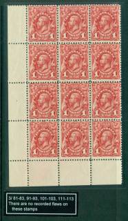 Australia-1913-1d-Red-Engraved-Pl.jpg.3-BH-corner-blk-12-MUH-Lot28126