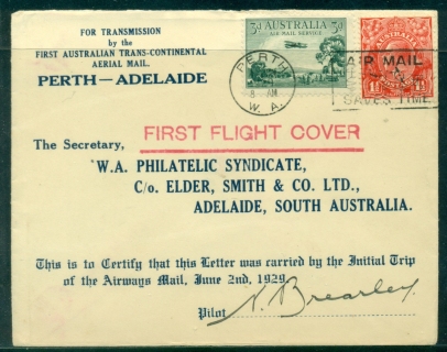 Australia-1929-First-Flight-Cover