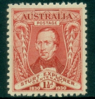 Australia-1930-Charles-Sturt-Exploration-of-the-Murray-River-1-5d-red-MLH