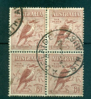 Australia-1932-6d-Kookaburra-FDI-Block-4-FU-lot66326