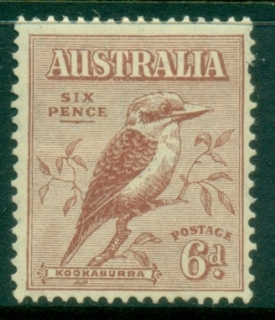 Australia-1932-Kookaburra-6d-light-brownshort-perf-MLH