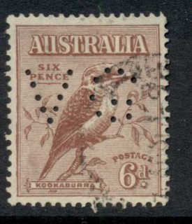 Australia-1932-Kookaburra-Perfin-VG-FU