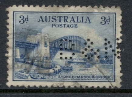 Australia-1932-Sydney-Harbour-Bridge-3d-Perfin-BN-FU