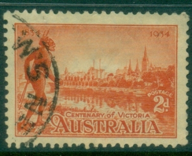 Australia-1934-Centenary-of-Victoria-2d-vermillion-Perf-11.5-FU