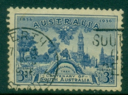 Australia-1936-Centenary-of-South-Australia-3d-blue-FU_1