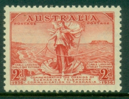 Australia-1936-Tasmania-Telephone-Link-2d-red-MLH