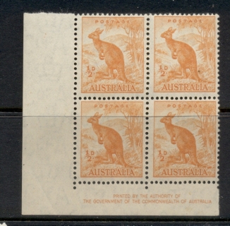 Australia-1937-46-Kangaroo-0-5d-Perf-15x14-Imprint-blk4-MLH