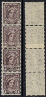 Australia-1938-Queen-Elizabeth-1d-maroon-coil-join-str4-MUH