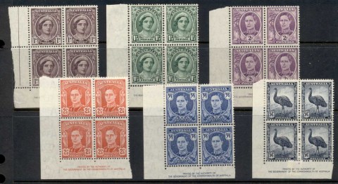 Australia-1942-44-KGVI-Pictorials-Imprint-blk4-MLH-MUH