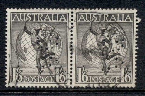 Australia-1949-Mercury-Globe-Perfin-VG-FU