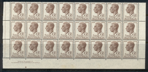 Australia-1950-52-KGVI-Portrait-6-5d-brown-imprint-blk24-MUH