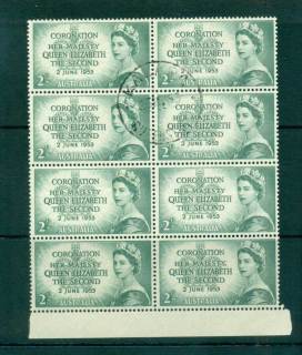 Australia-1953-Cornation-2-FDI-Block-8-FU-lot66282