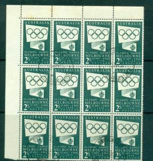 Australia-1955-Melbourne-Olympics-Publicity-2-greenFDI-Block-12-FU-lot66356