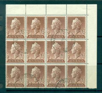 Australia-1955-QEII-1-7d-FDI-Block-12-FU-lot66294