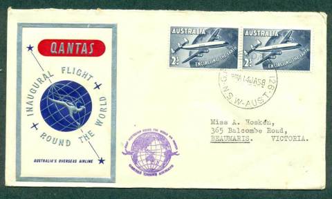 Australia-1958-QANTAS-Inaugural-Round-the-World-Flight-14-Jan-58-lot42645