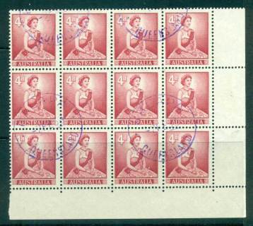 Australia-1959-QEII-4d-lake-FDI-Block-12-FU-lot66319