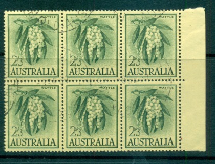 Australia-1960-White-Wattle-Green-Yellow-2-3d-FDI-Block-6-FU-lot66262