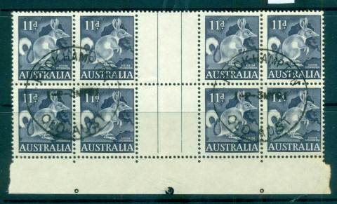 Australia-1961-Rabbit-Bandicoot-11d-Gutter-FDI-Block-8-FU-lot66259