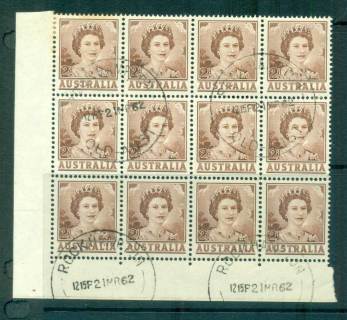 Australia-1962-QEII-2d-FDI-Block-12-FU-lot66300