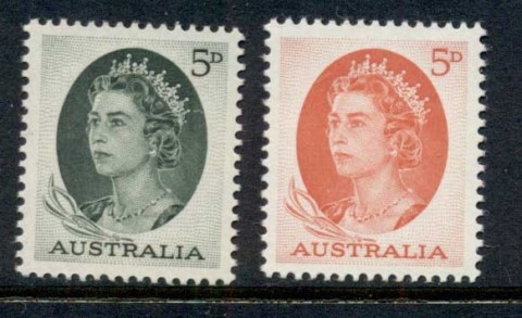 Australia-1963-65-QEII-5d-Green-Red-MUH