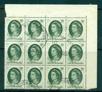 Australia-1963-QEII-5d-green-lt-tones-FDI-Block-12-FU-lot66315