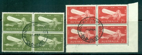 Australia-1964-First-Airmail-Service-FDI-Blocks-4-FU-lot66338