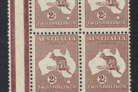 Australia-1931-36-Kangaroo-Map-2-deep-maroon-By-Authority-Imprint-blk-MLH-MUH
