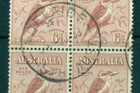 Australia-1932-6d-Kookaburra-FDI-Block-4-FU-lot66327