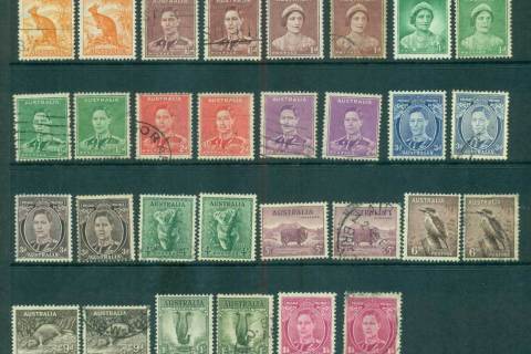 Australia-1937-46-Assorted-definitives-Perfs-not-checked