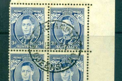 Australia-1937-KGVI-3d-Die-I-FDI-Block-4-FU-lot66332