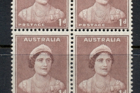 Australia-1938-42-Queen-Elizabeth-1d-red-brown-John-Ash-Imprint-blk4-MLH-MUH