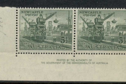 Australia-1947-Newcastle-5-5d-Dockyard-cranes-imprint-pr-MUH