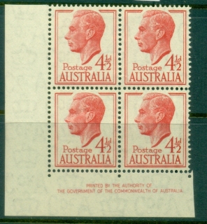 Australia-1950-52-KGVI-4½d-block-MLH