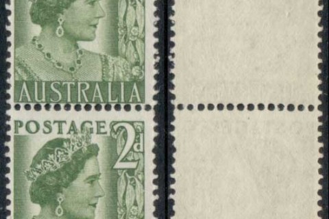 Australia-1950-57-Queen-Elizabethd-green-coil-pr-MLH