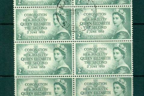 Australia-1953-Cornation-2-FDI-Block-8-FU-lot66282