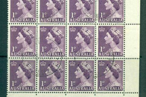Australia-1953-QEII-1d-FDI-Block-12-FU-lot66289