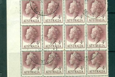 Australia-1957-QEII-4d-FDI-Block-12-FU-lot66309