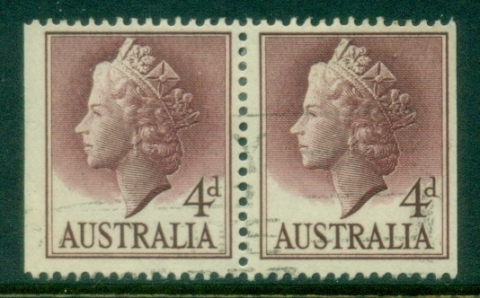 Australia-1957-QEII-Definitive-4d-claret-booklet-pair-FU